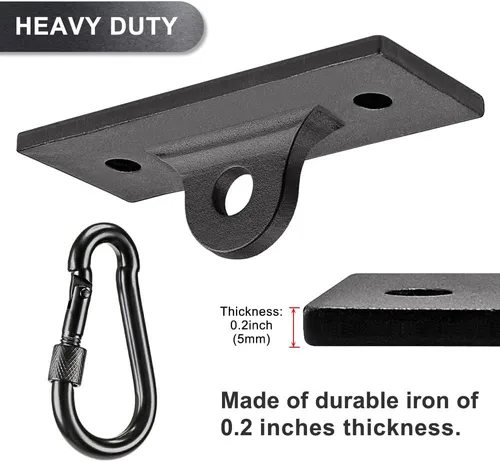Miniatura 3 de Dolibest Perchas y soportes para bolsas pesadas, soporte de techo con mosquetón para entrenamiento de fuerza, yoga aéreo y bandas de resistencia