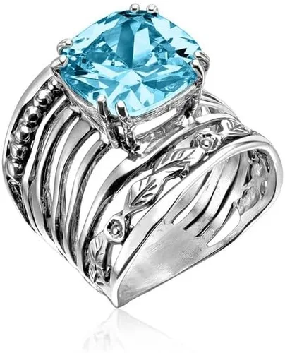 JEAN RACHEL JEWELRY Anillo de plata de ley 925 con circonita cúbica en forma de cojín de 0.472 in, diseño vintage, hipoalergénico, sin plomo ni