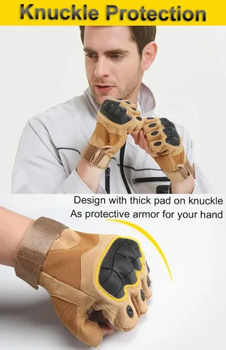 Miniatura 10 de Guantes de exterior sin dedos para hombre, guantes de conducción, senderismo, ciclismo y motocicleta