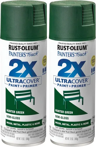 Rust-Oleum 249853 - Pintura en aerosol Painter's Touch 2X Ultra Cover, 12 oz, verde cazador semisatinado (Semi-Gloss Hunter Green) (paquete de 2)
