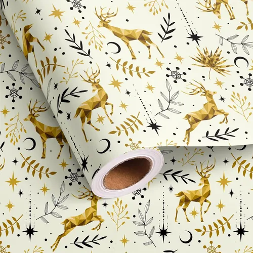 Miniatura 28 de Dtiafu Papel de Regalo Navideño Afroamericano Papel de Regalo Negro de Papá Noel a Granel Diseños Lindos de Navidad para Personas Negras