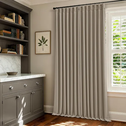 Miniatura 108 de Juego de 2 paneles de cortinas plisadas negras de 80 pulgadas para sala de estar, cortinas plisadas de lino con forro de 80 pulgadas de largo, 100%