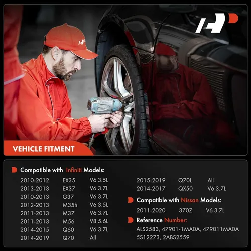 Miniatura 2 de A-Premium Sensor de velocidad de rueda ABS trasero izquierdo – Compatible con modelos Infiniti y Nissan – EX35, EX37, G37, M35h, M37, M56, Q60, Q70