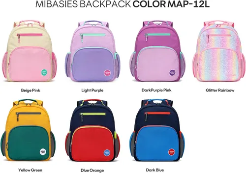 Miniatura 8 de mibasies Mochila para niñas y niños, ideal para niños y niñas, mochila para preescolar jardín de infantes y primaria, Azul oscuro, Niños-12L US