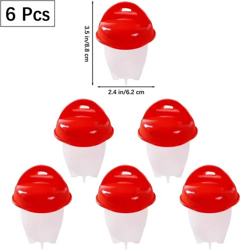Miniatura 2 de 6 piezas de olla de huevos, caldera de huevo antiadherente de silicona, tazas para cocinar huevos sin cáscara, huevo escalfado rápido para desayuno