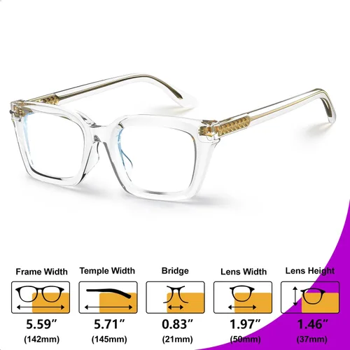 Miniatura 6 de VISOONE Lentes de lectura multifocales progresivos, bisagra de resorte, bloqueo de luz azul, para mujeres y hombres, 2.0x Transparente
