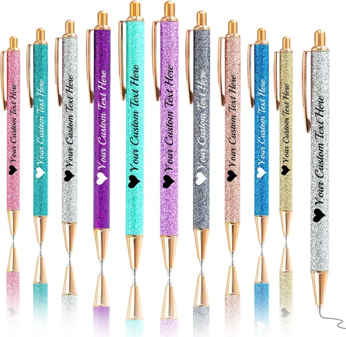 Miniatura 71 de Bolígrafos con purpurina personalizados con nombre, bolígrafos bonitos y bonitos personalizados, bolígrafos retráctiles de tinta negra, suministros