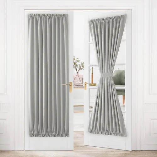 Miniatura 176 de DWCN Cortinas para puerta francesa: cortina térmica con bolsillo para barra para puertas con ventana de vidrio, puertas de cocina y patio