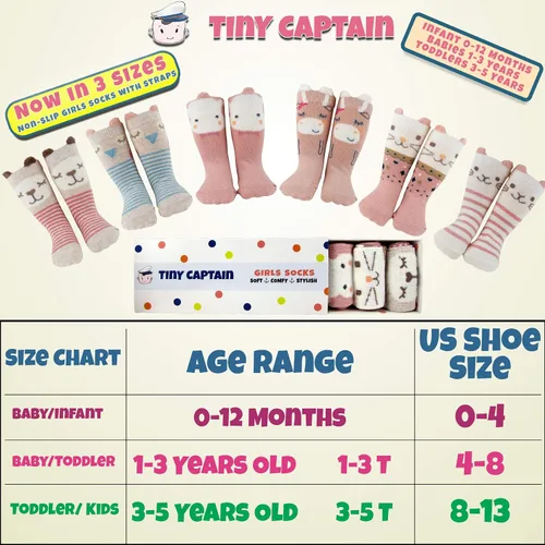 Miniatura 2 de Tiny Captain Calcetines antideslizantes para bebés y niñas pequeñas con diseño de animales para recién nacidos, bebés y niños pequeños