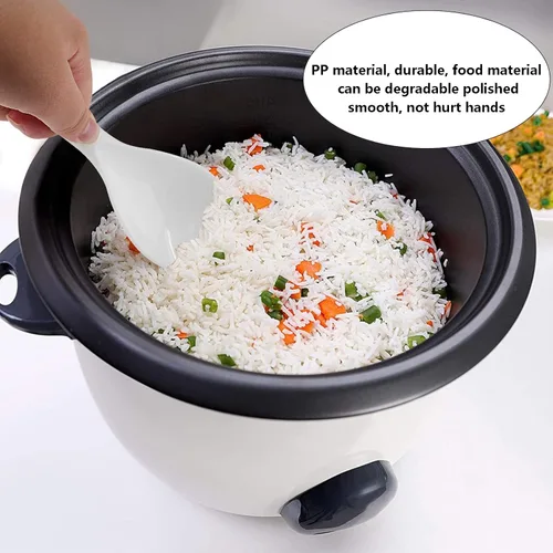 Miniatura 5 de 2 cucharas de plástico para remo de arroz, espátula de arroz antiadherente, cuchara de servir de 7.87 pulgadas (blanco B)