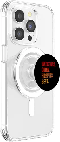 Miniatura 3 de Weekends Chow Firepits Beer Funny Dog PopSockets MagSafe PopGrip for iPhone