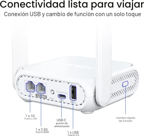 Miniatura 10 de ASUS RT-BE58 Go Router de viaje portátil WiFi 7 de doble banda, 3600 Mbps, conexión 4G/5G, modo WiFi público (WISP), puerto 2.5G, seguridad de red