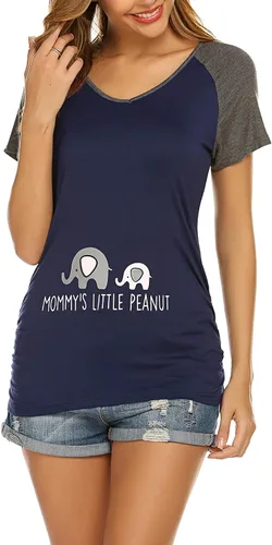 Miniatura 3 de Ekouaer - Camisa de maternidad para mujer con estampado divertido y manga corta diseño de raglán