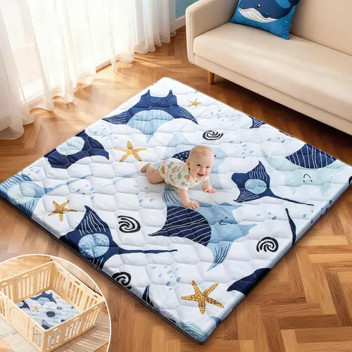 omzer Tapete de juego para bebés de 47 x 47 pulgadas - 1.2 pulgadas de grosor de espuma elástica para bebés y niños pequeños - Alfombra de juegos