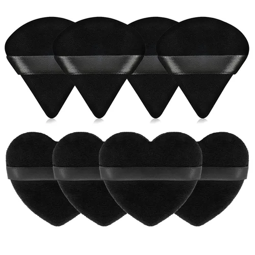 Miniatura 28 de 6 piezas de soplo de polvo para cara suave en forma de corazón para polvo suelto, polvo mineral, polvo corporal, terciopelo, base cosmética, 6