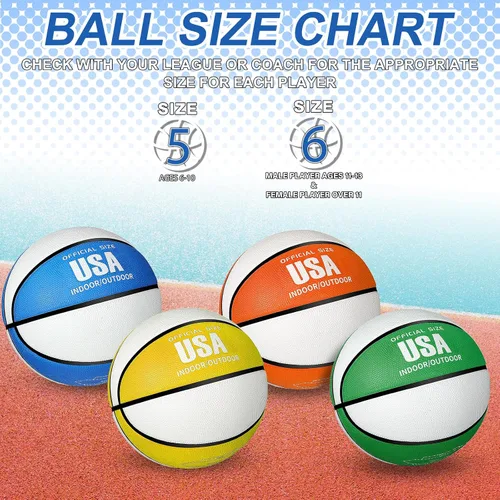 Miniatura 3 de Libima 4 piezas de baloncesto de goma con bomba de tamaño oficial para interiores y exteriores, juego de baloncesto, práctica, entrenamiento