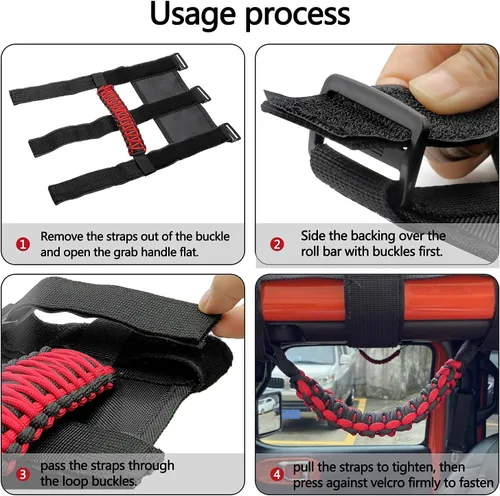 Miniatura 3 de 4 asas de agarre de barra antivuelco compatibles con Jeep Wrangler JLU JK JKU TJ YJ LJ JT JL y Gladiator JT 1987-2021 UTV y ATV, se adapta a barras