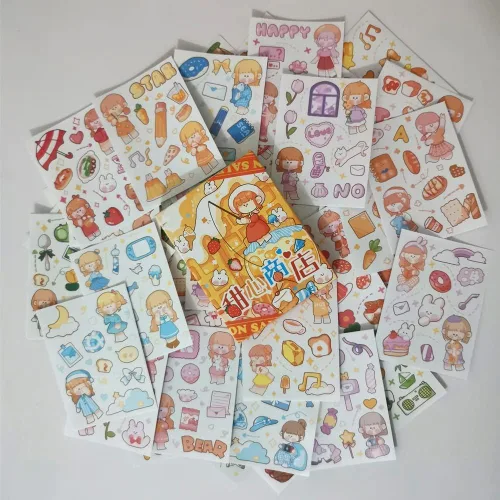 Miniatura 3 de Kawaii Washi - Juego de calcomanías (50 hojas), postre dulce, fruta, plantas, papelería, gelatina, pastel de gelatina, calcomanías de alimentos