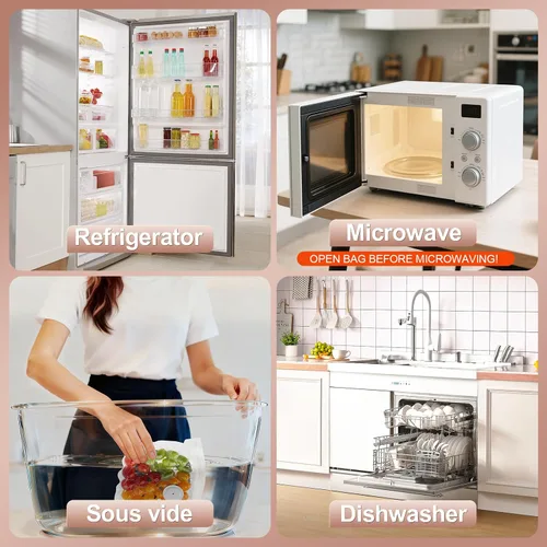 Miniatura 6 de Bolsas selladoras al vacío reutilizables para alimentos: 30 bolsas de sellado al vacío reutilizables sin BPA con válvula de aire y 2 clips