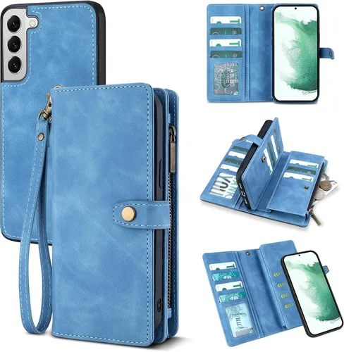 Miniatura 15 de TwoHead Funda tipo cartera para Samsung Galaxy S22 Ultra con tarjetero y funda magnética desmontable, funda de cuero con protección completa