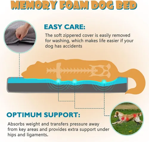 Miniatura 2 de WATANIYA PET Cama de Espuma Viscoelástica para Perros Grandes, Camas Refrescantes para Perros Grandes, Alfombrilla Lavable para Mascotas para Jaula