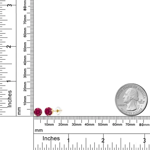 Miniatura 264 de Gem Stone King Aretes solitarios con piedra natal de oro de 14 quilates Redondos de 0.236 in Aretes de oro para mujeres y hombres