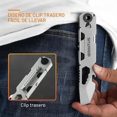 Miniatura 6 de Palanca EDC Multiherramienta con Destornillador de Trinquete Bidireccional y Bolígrafo Duradero, Llaves Inglesas, Palanca, Abrebotellas y Abrecajas