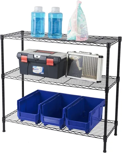 Miniatura 40 de Estanterías de estantes de almacenamiento de 3 niveles, estantes de despensa de acero pesado, estante de alambre ajustable, adecuado para garaje