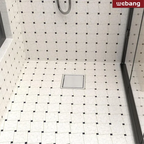 Miniatura 6 de WEBANG - Drenaje de ducha cuadrado de 6 pulgadas cepillado con brida reversible de 2 en 1, cubierta extraíble con inserto de azulejos, rejilla