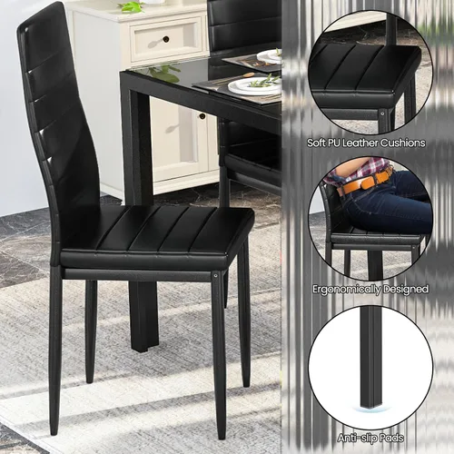Miniatura 6 de Hooseng Juego de mesa de comedor para 6, mesa de cocina de vidrio templado con 6 sillas de piel sintética, juegos de comedor de 7 piezas