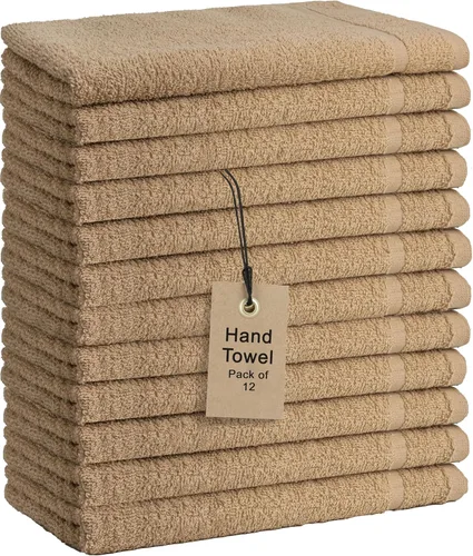 Miniatura 35 de Toallas de baño básicas medianas de 24 x 48 pulgadas, paquete de 6, color beige, suaves y absorbentes, toallas de algodón multiusos para baño, spa