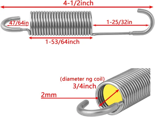 Miniatura 2 de Muelle de tensión de repuesto para sofá reclinable de 4-1/2 pulgadas, estilo de gancho de cuello largo