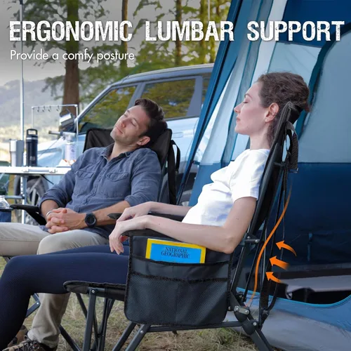 Miniatura 5 de Portal Silla de camping con soporte lumbar para adultos, plegable, portátil, respaldo alto, de gran tamaño, 400 libras