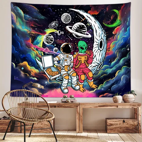 Miniatura 2 de Sanzugh Divertido tapiz alienígena de astronauta espacial para hombres y chicos, genial universo trippy planeta, tapices artísticos para colgar
