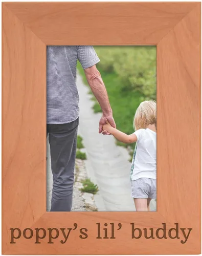 Miniatura 10 de Personalized Gifts Grandpa Gift Grandpa's Lil' Buddy Grandson - Marco de fotos de madera natural grabado de 4 x 6 pulgadas, diseño de paisaje