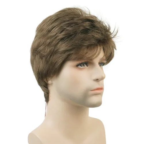 Miniatura 3 de Lydell Peluca de cabello sintético sintético corto natural para hombres (marrón ceniza medio)