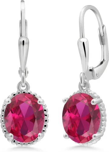 Miniatura 57 de Gem Stone King Aretes colgantes de gota para mujer, plata de ley 925, piedra natal ovalada de 0.354 x 0.276 in, joyería fina, regalos para ella