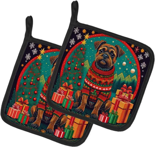 Miniatura 19 de Caroline's Treasures Fawn Pug - Par de soportes para ollas de Navidad, resistentes al calor, juego de ollas para horno, almohadillas calientes
