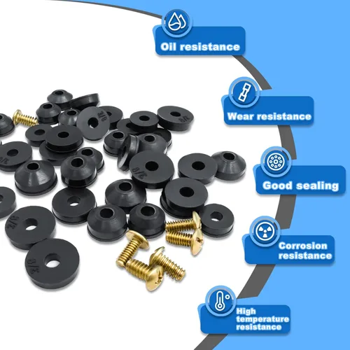 Miniatura 5 de KEZE Kit Surtido de 96 Piezas de Arandelas para Grifos de 10 Tamaños con Tornillos Bibb de Latón, Surtido de Arandelas de Goma Planas y Biseladas