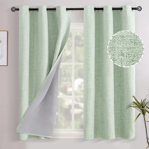 Miniatura 59 de YoungsTex - Cortinas opacas de lino para dormitorio, oscurecimiento de la habitación, cortinas con textura de lino, paneles con aislamiento térmico