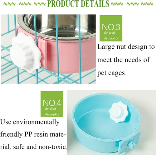 Miniatura 4 de kathson Jaula para perros, extraíble de acero inoxidable para colgar, jaula para mascotas, alimentador de alimentos y agua, taza para gatos