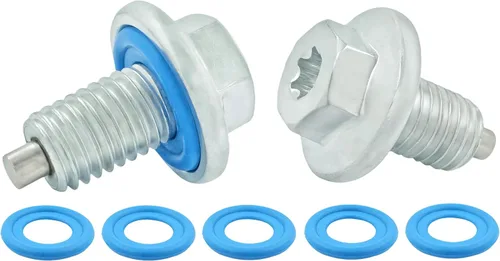 2 tapones magnéticos de drenaje de aceite M12-1.75, cabeza hexagonal de 0.591 in T45 Torx compatible con junta de inserción, más 5 juntas, apto para
