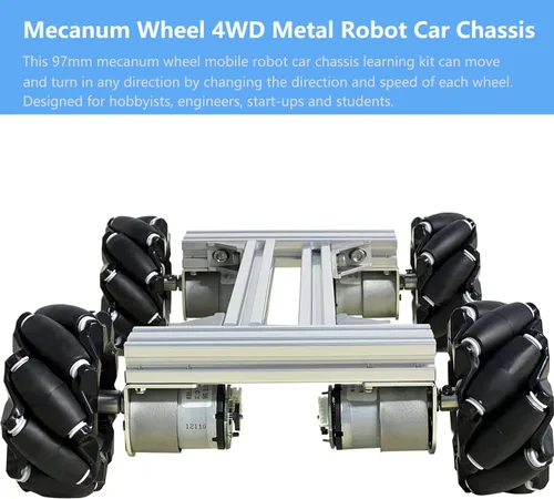 Miniatura 6 de Mecanum Wheel - Kit de aprendizaje de control de chasis de automóvil para Arduino Raspberry Pie Microbit con motor de codificador de CC, Steam AGV