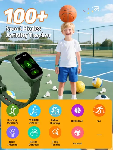 Miniatura 3 de Reloj inteligente para niños y niñas, rastreador de actividad física con monitor de sueño de frecuencia cardíaca, pantalla táctil de 1.83 pulgadas