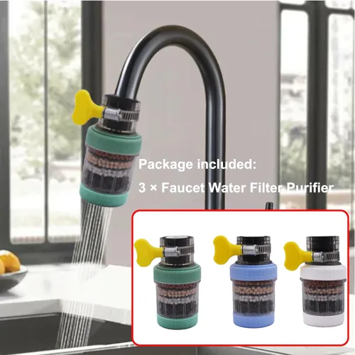 Miniatura 6 de Paquete de 3 filtros de montaje en grifo, purificador de filtración de grifo de cocina para cocina, filtro de agua para el hogar y baño con carbón