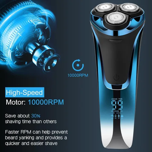 Miniatura 4 de Snapbuy - Maquinilla de afeitar eléctrica para hombres, Snapbuy Pro of Father, afeitadora giratoria de cabeza flotante 4D, afeitadora eléctrica