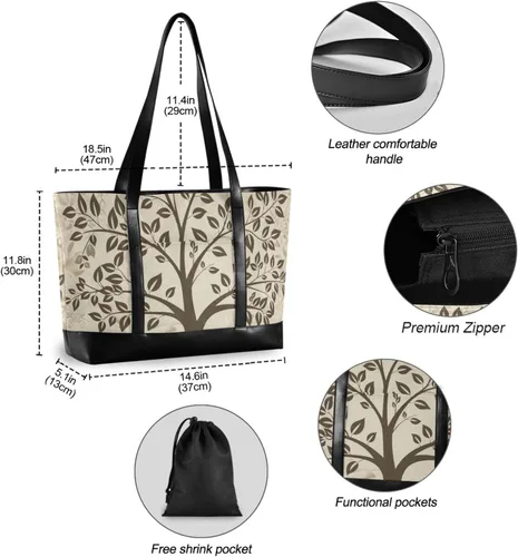 Miniatura 6 de Elegant Tree Foliage Large Capacity laptop bag for women with zipper bags for women tote professional for Travel Essentials Beach Gifts Birthday