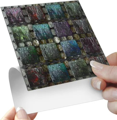Miniatura 17 de Alwayspon 25 unidades de transferencias de azulejos de mosaico de despegar y pegar para pared para decoración del hogar, 4 x 4 pulgadas, calcomanías