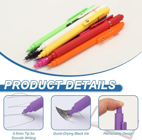 Miniatura 3 de PATIKIL 6 bolígrafos de gel retráctiles, tinta negra de 0.020 in, punta fina, escritura suave, lindo bolígrafo estético, de secado rápido