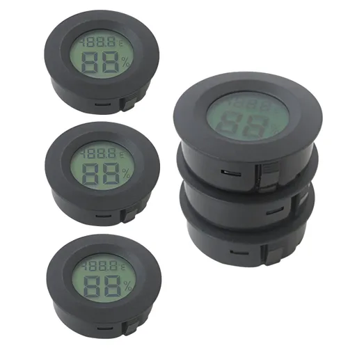 Miniatura 2 de 6-Pack Round Hygrometer Thermometer Digital Humidity Meter Indoor/Outdoor Humidity Monitor Reptile Hygrometer for Warehouse Greenhouse Humidors